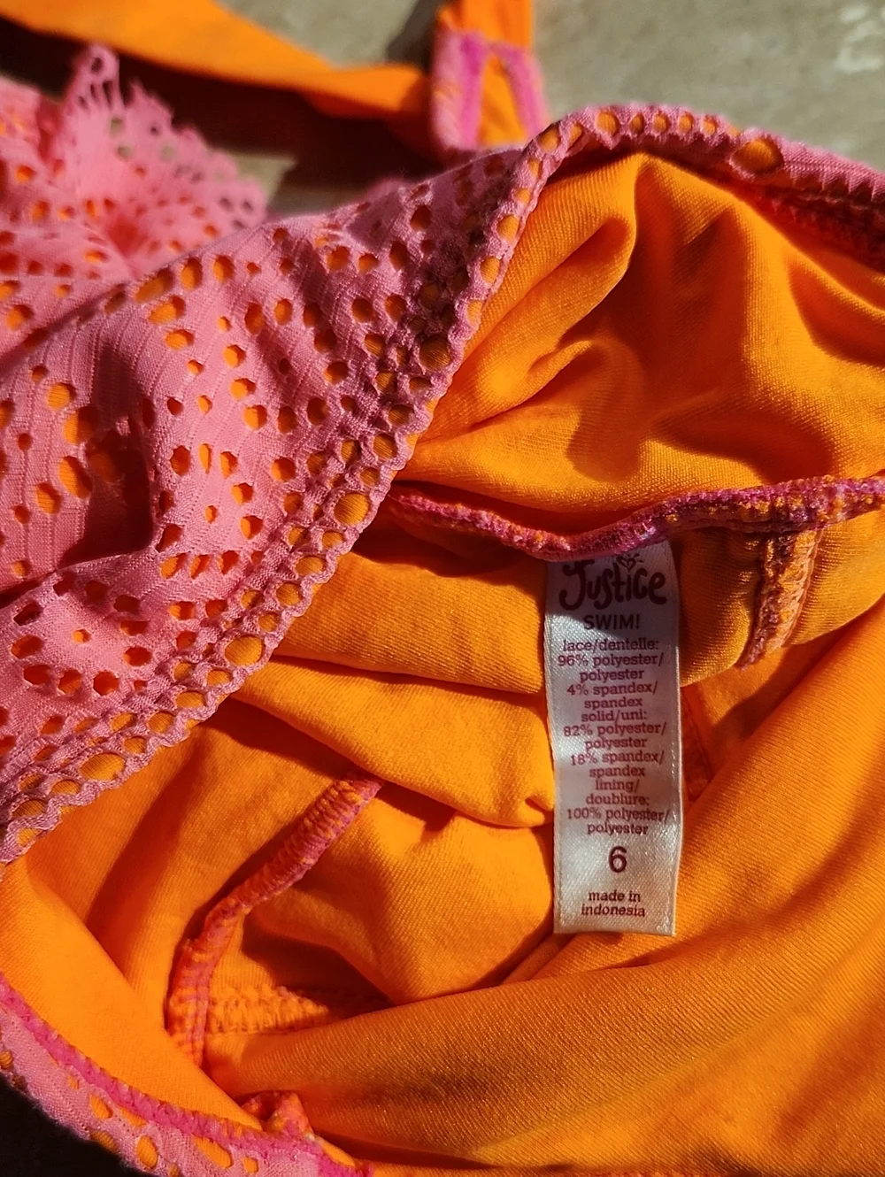 Justice Pink & Orange Ruffled Tankini Top 6